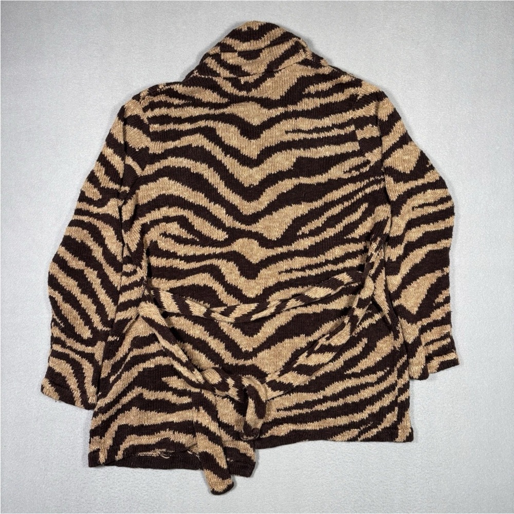 Lauren Ralph Lauren Hand Knit Cardigan Womens Small Zebra Print Linen Blend - Picture 5 of 7